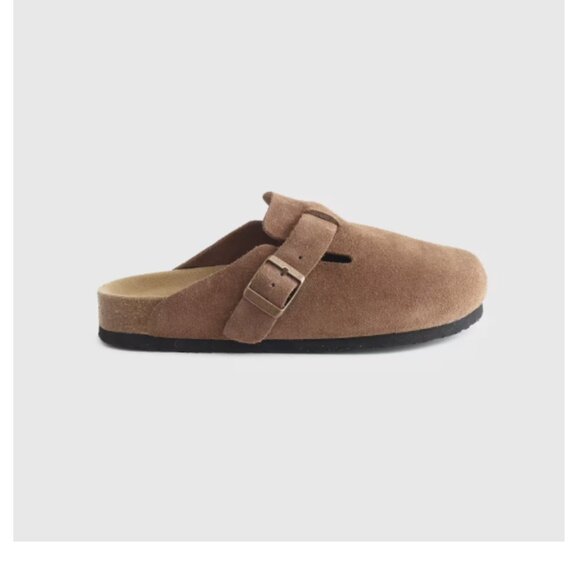 Water Repellent Suede Clog Mule - Cafe - Picture 1 of 9